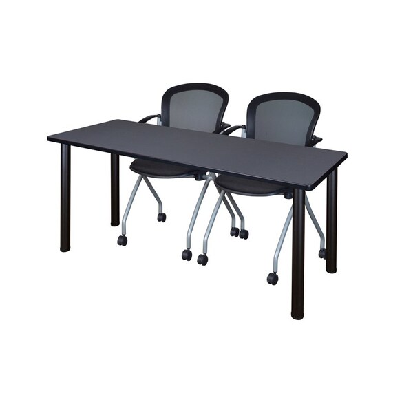 Kee Rectangle Tables > Training Tables > Kee Table & Chair Sets, 60 W, 24 L, 29 H, Grey MT6024GYBPBK23BK - main